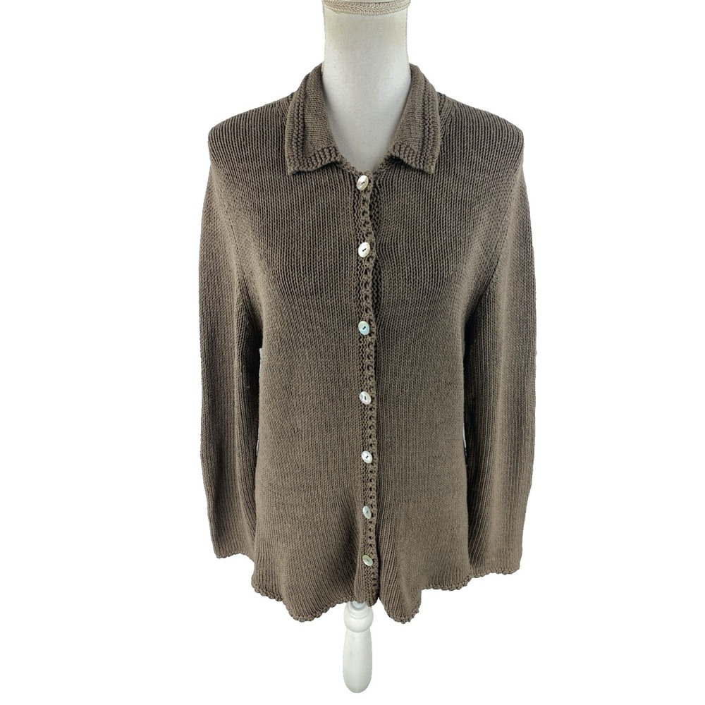 Boden 18 (Fits S/M) Silk Blend Knit Cardigan Heavy Sweater‎ Beige WK372